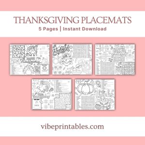 Thanksgiving Placemats For Kids