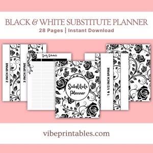 Black & White Substitute Planner Or Binder