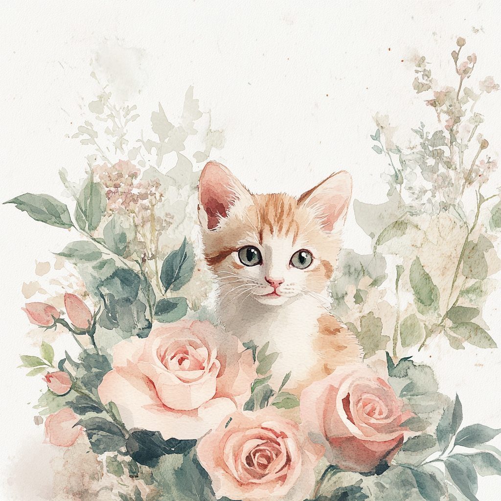 Cat With Flowers