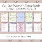Cat Care Planner Or Binder Bundle In Pastel