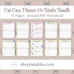 Cat Care Planner Or Binder Bundle In Pastel
