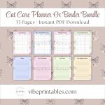 Cat Care Planner Or Binder Bundle In Pastel