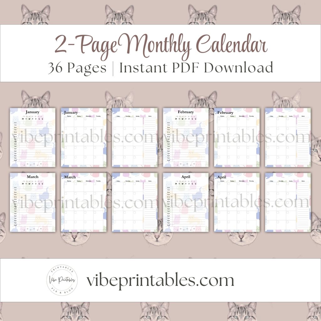 Cat Care Planner Or Binder Bundle In Pastel