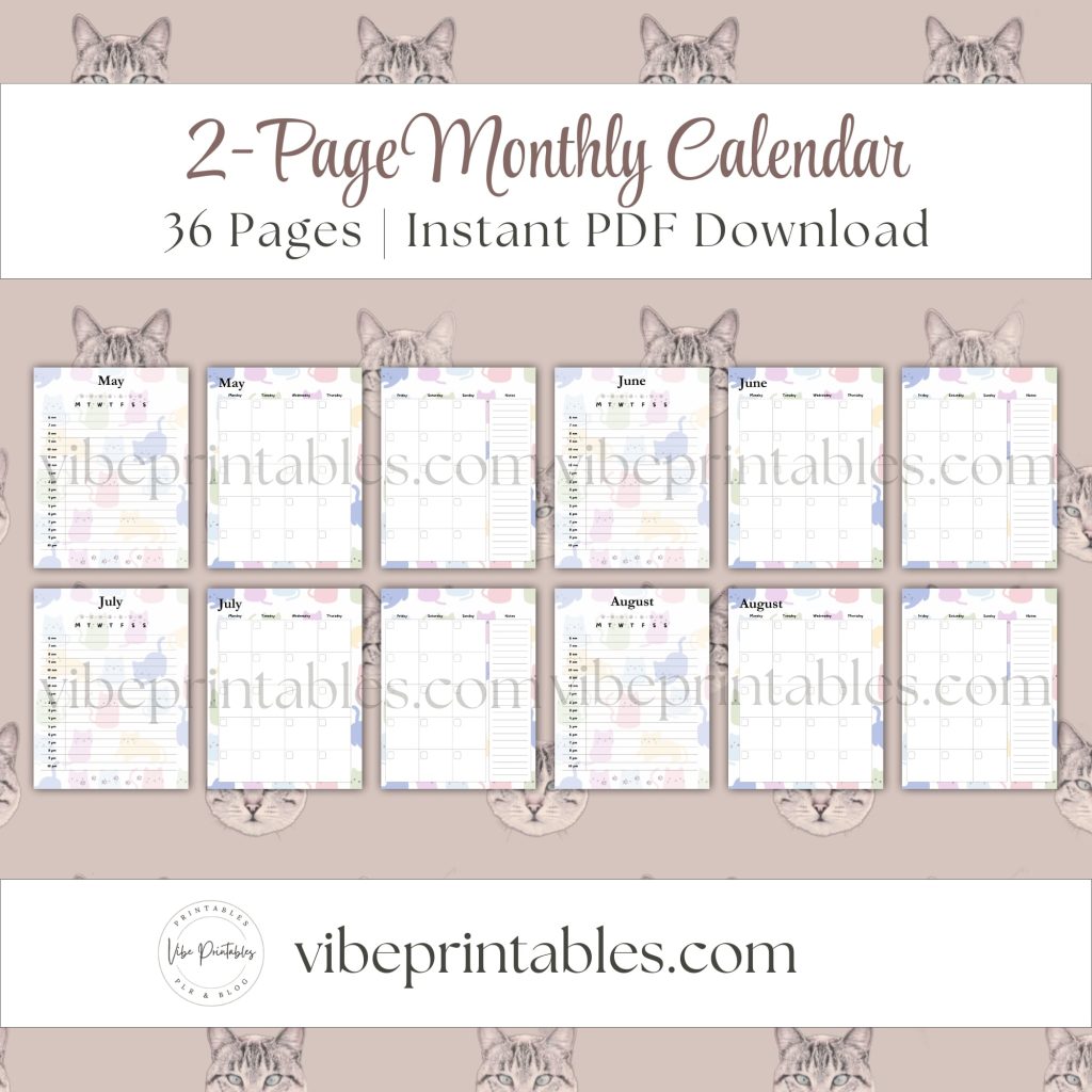 Cat Care Planner Or Binder Bundle In Pastel