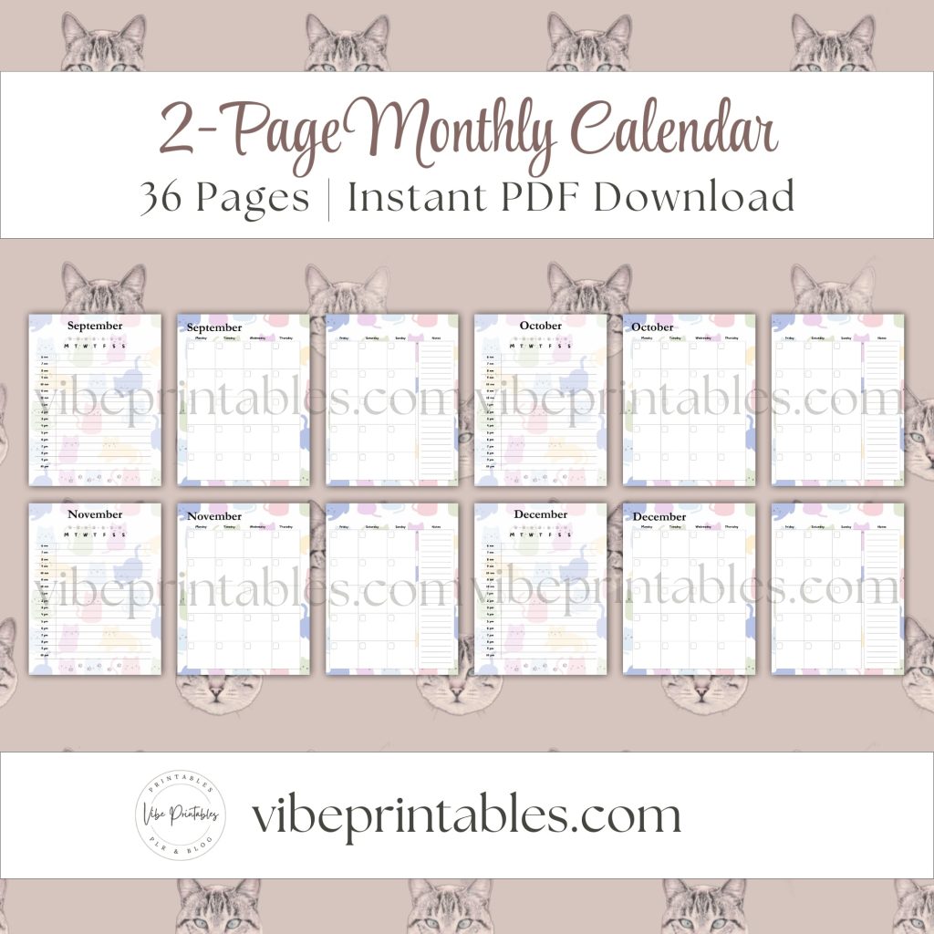 Cat Care Planner Or Binder Bundle In Pastel