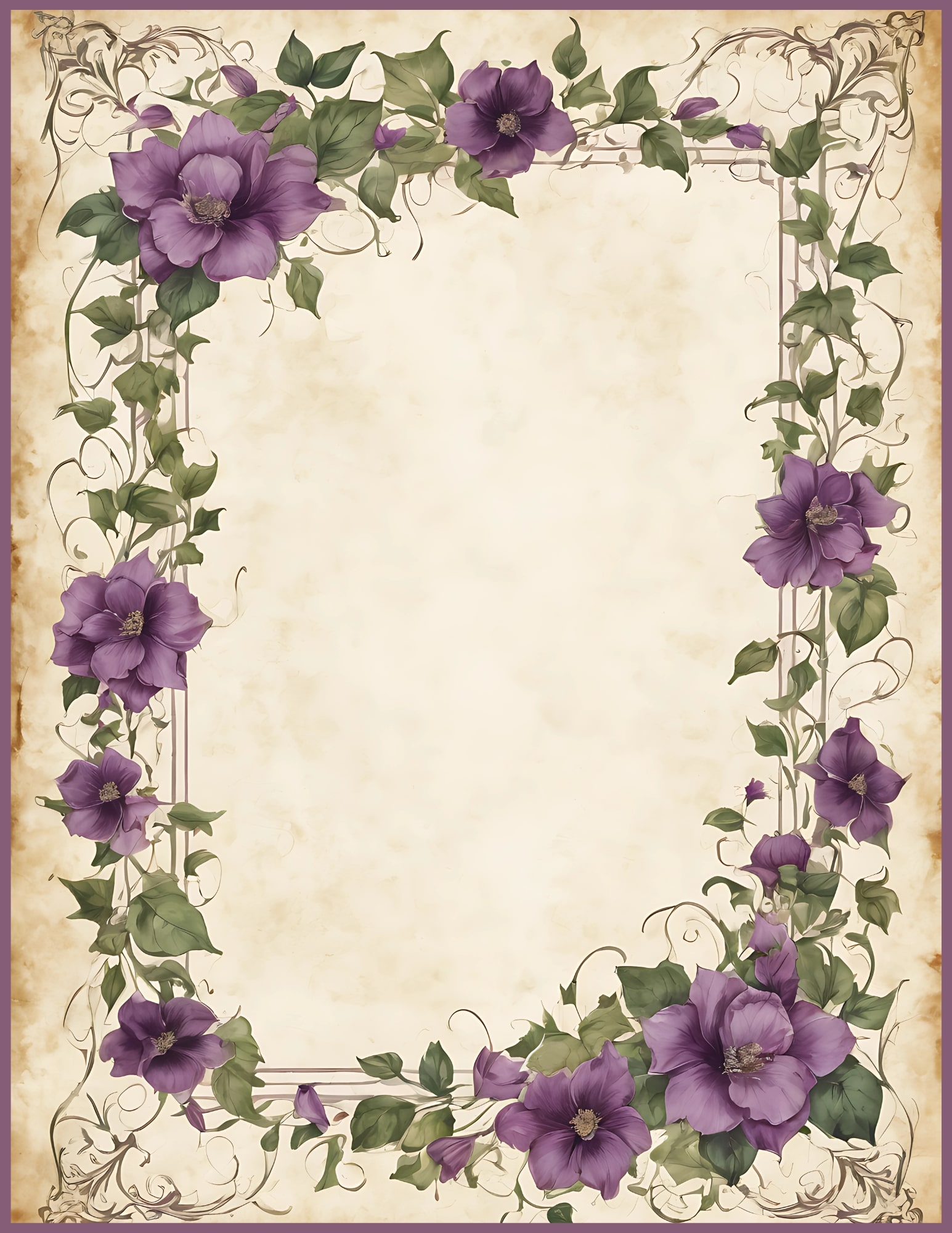 Vintage Purple Floral Journal Page