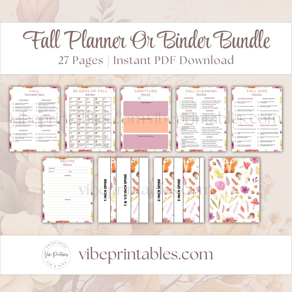 Cheerful Fall Planner Or Binder Bundle