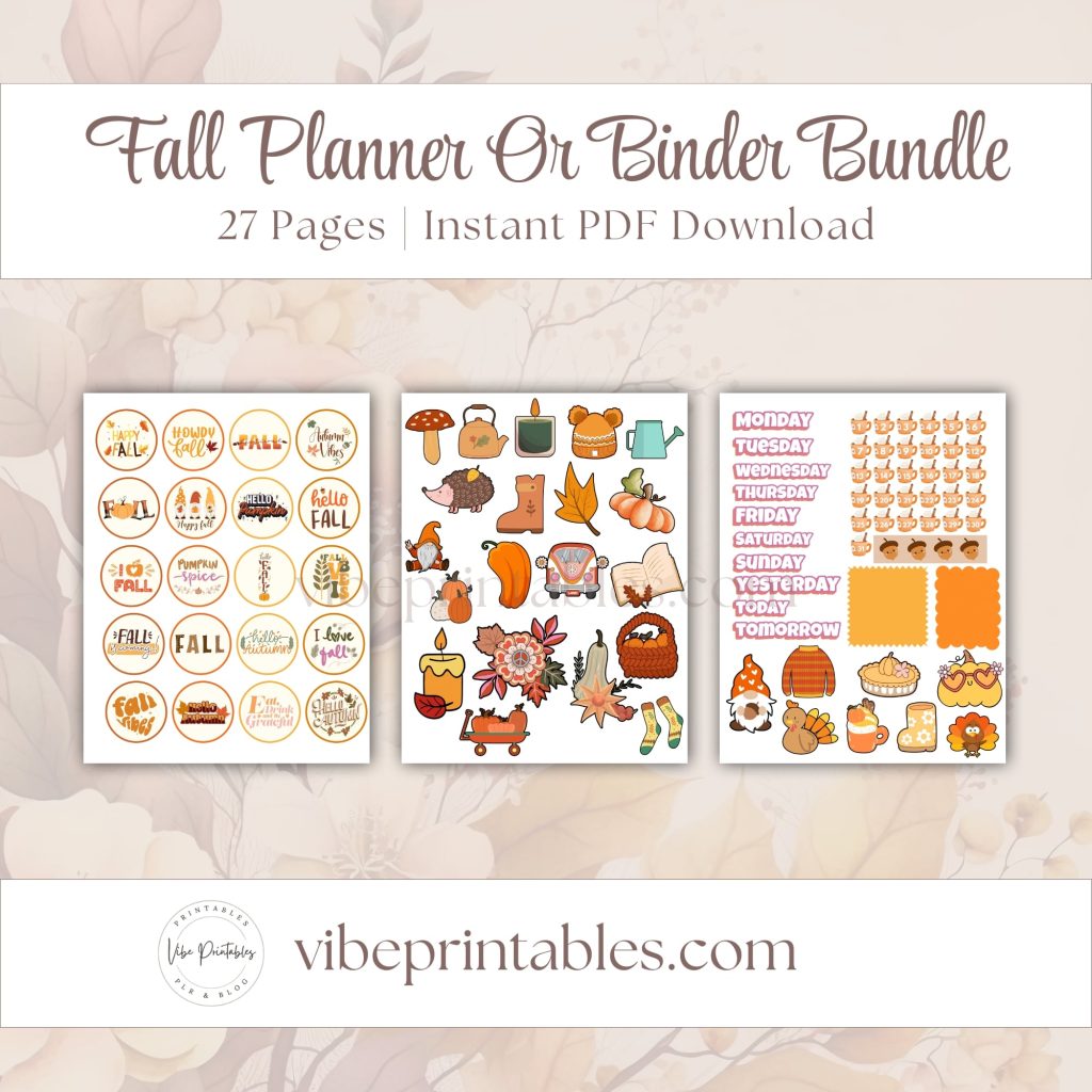 Cheerful Fall Planner Or Binder Bundle