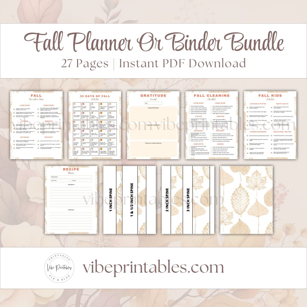 Fall Planner Or Binder Bundle In Leaf Design