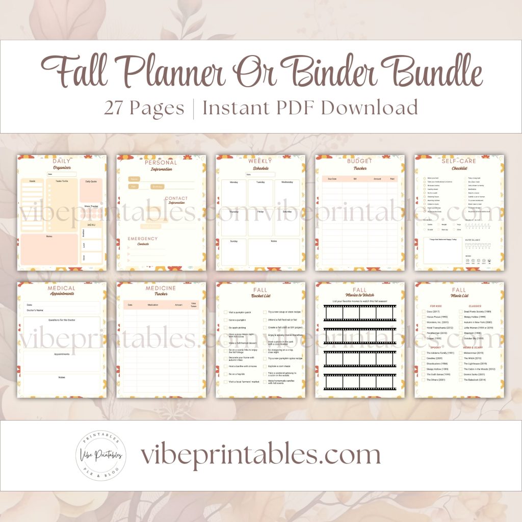 Fall Planner Or Binder Bundle
