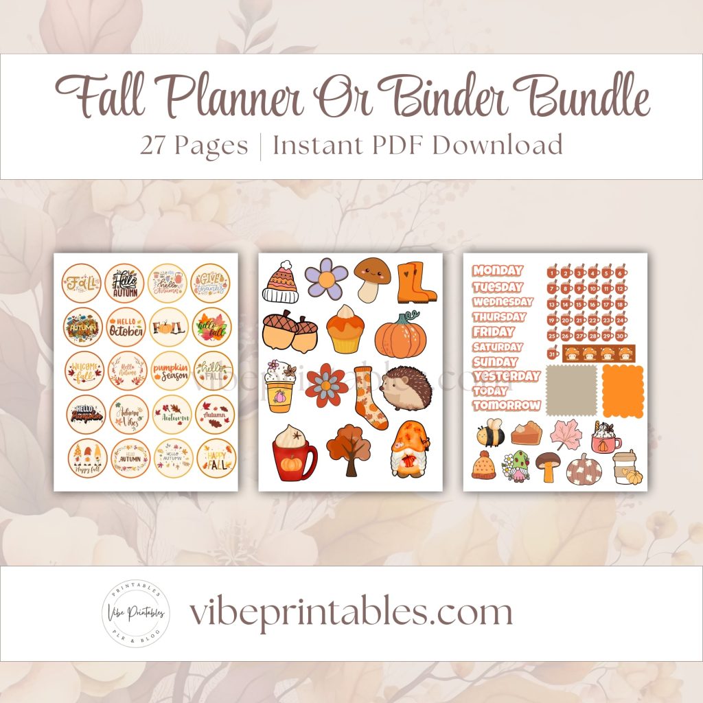 Fall Planner Or Binder Bundle In Leaf Design