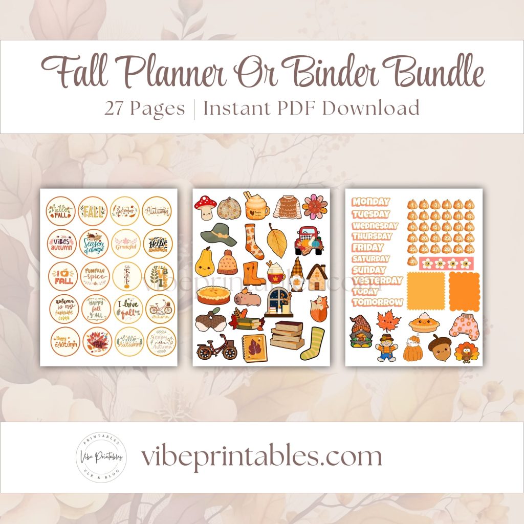 Fall Planner Or Binder Bundle In Pumpkin Design