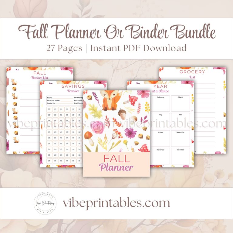 Cheerful Fall Planner Or Binder Bundle