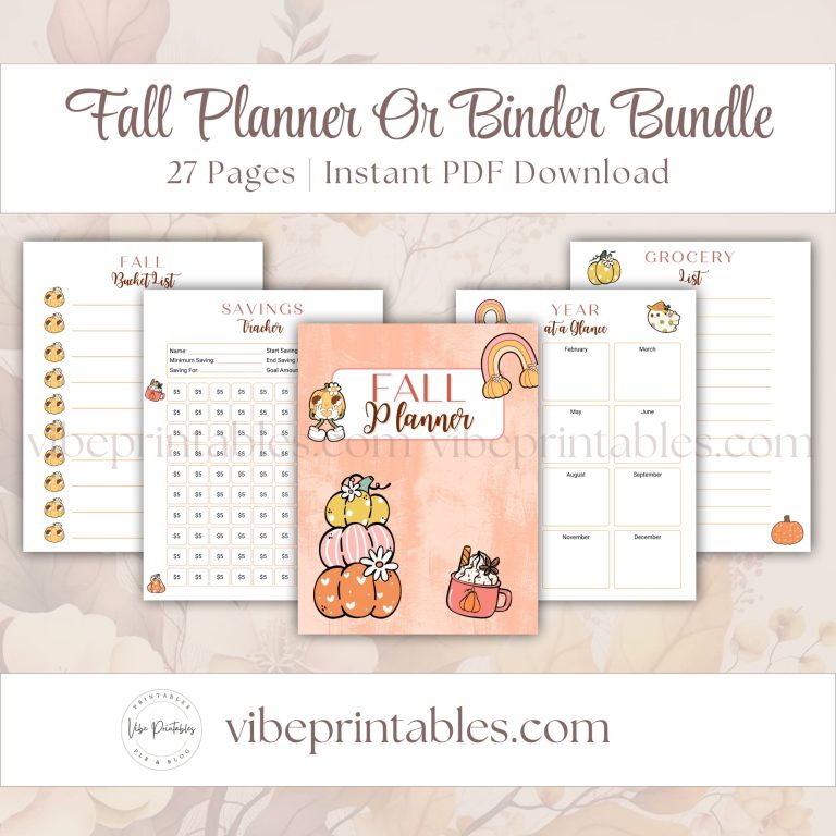 Fall Planner Or Binder Bundle In Pumpkin Design