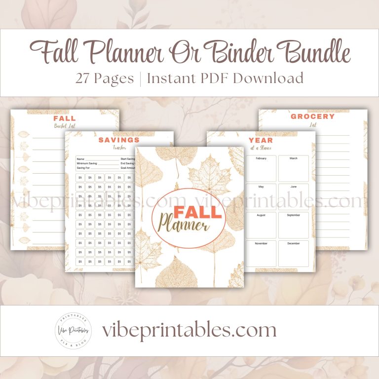 Fall Planner Or Binder Bundle In Leaf Design