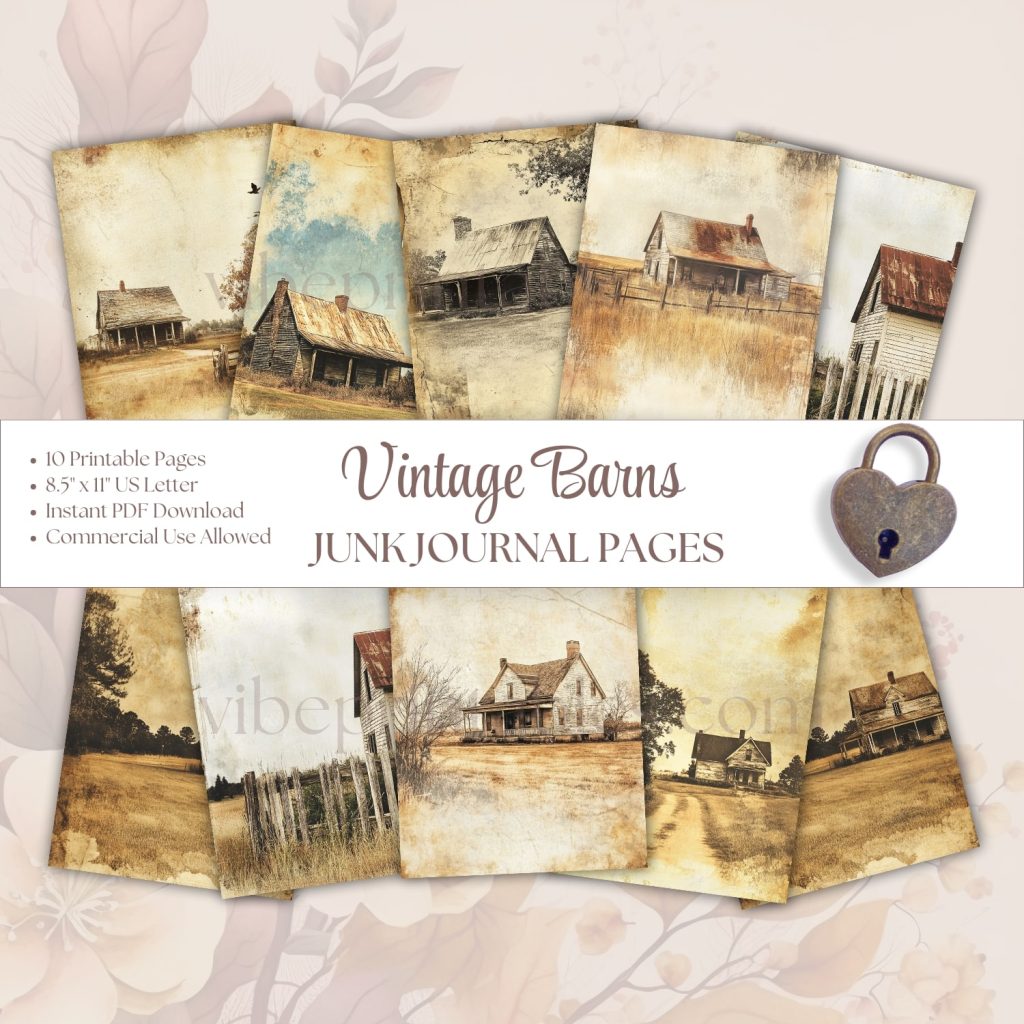 Vintage Barns Junk Journal Pages
