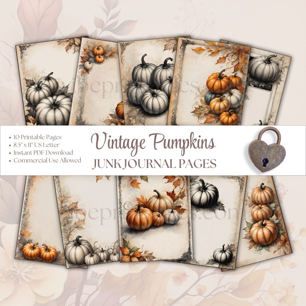 Vintage Pumpkins Junk Journal Pages