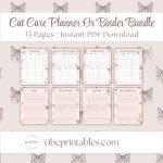 Cat Care Planner Or Binder In Pink