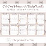 Cat Care Planner Or Binder In Purple