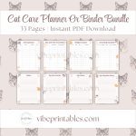Cat Care Planner Or Binder In Purple