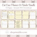 Cat Care Planner Or Binder Bundle In Yellow