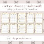 Cat Care Planner Or Binder Bundle In Yellow
