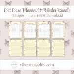 Cat Care Planner Or Binder Bundle In Yellow