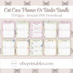 Cat Care Planner Or Binder In Pastel