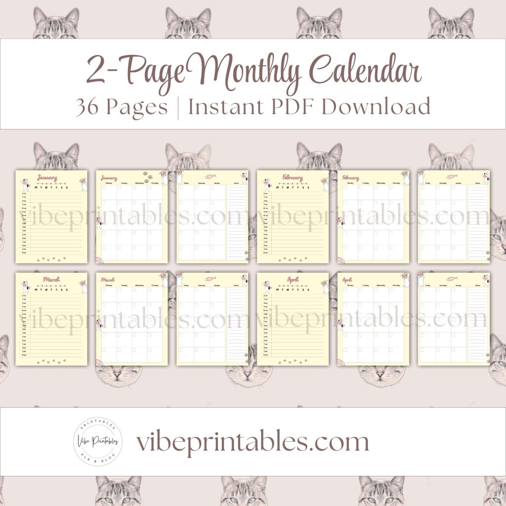 Cat Care Planner Or Binder Bundle In Yellow