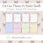 Cat Care Planner Or Binder In Pastel