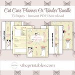 Cat Care Planner Or Binder Bundle In Yellow