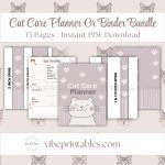 Cat Care Planner Or Binder In Purple