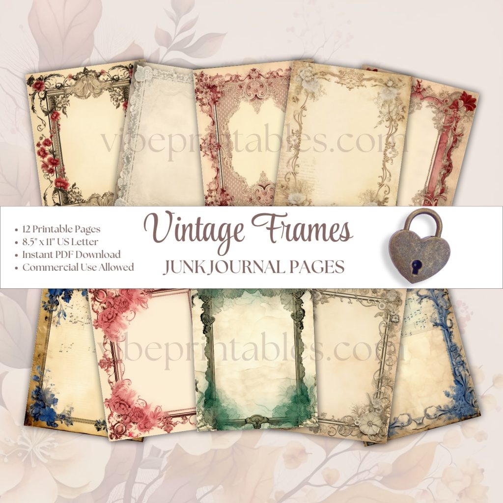Vintage Frames Junk Journal Pages