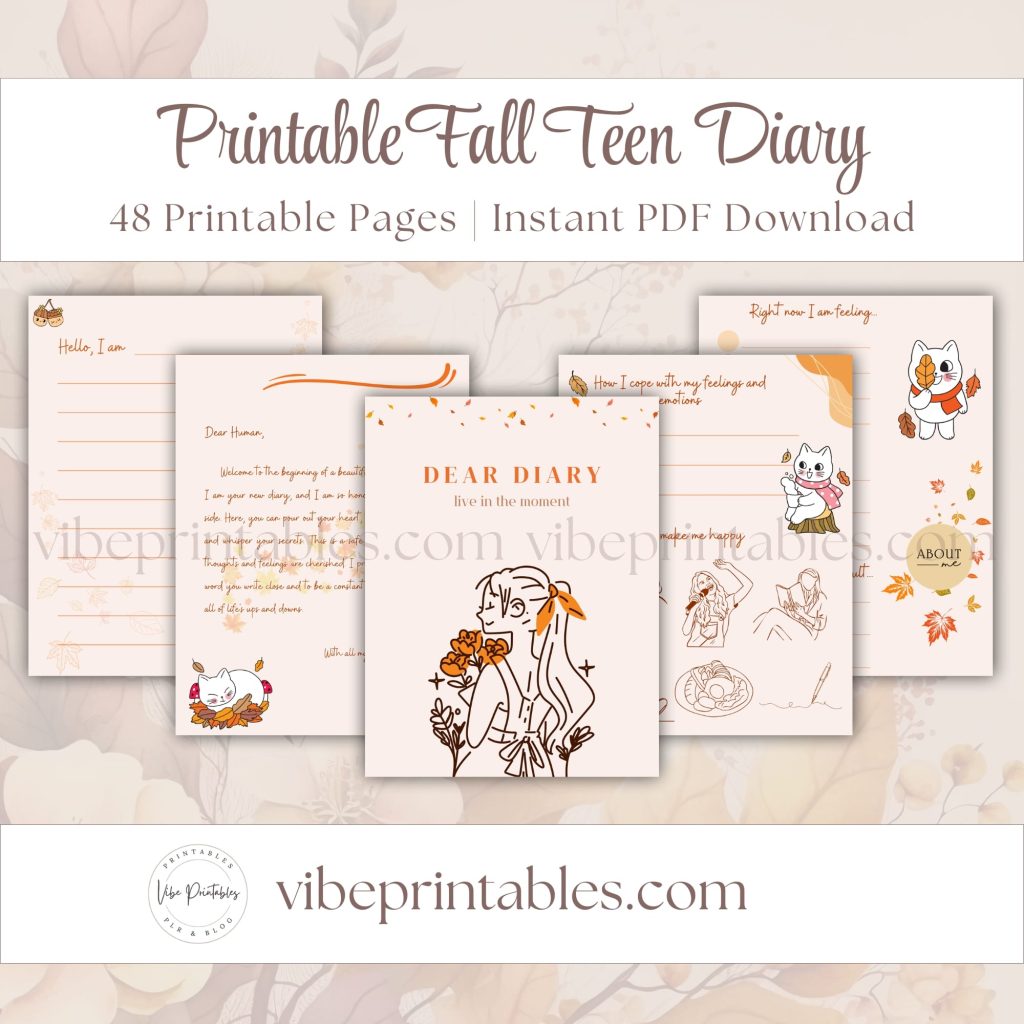 Fall Teen Diary In Cat Design