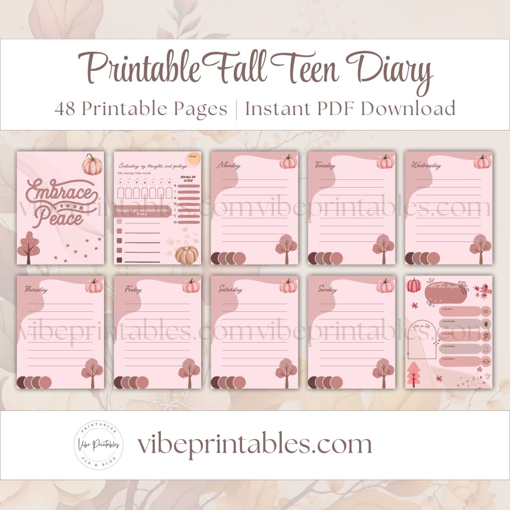 Fall Teen Diary In Pumpkin Design