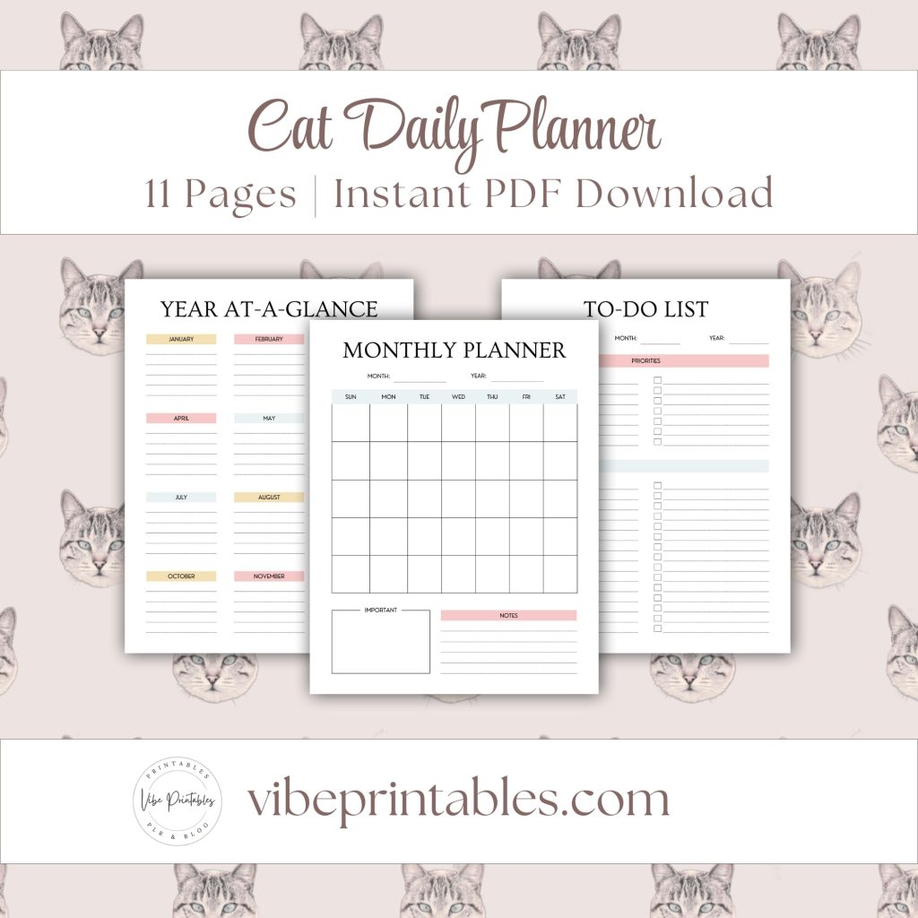 Free Printable Cat Daily Planner