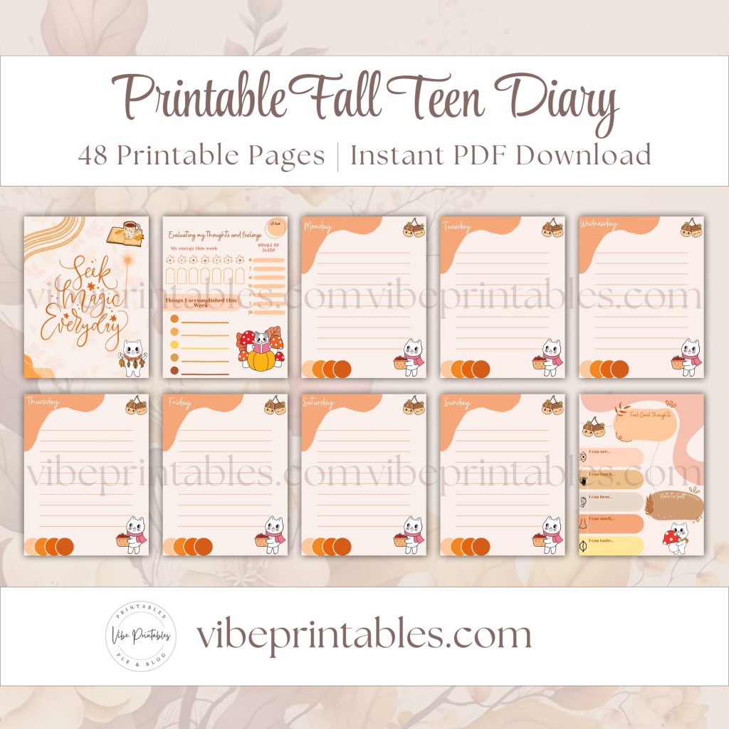 Fall Teen Diary In Cat Design