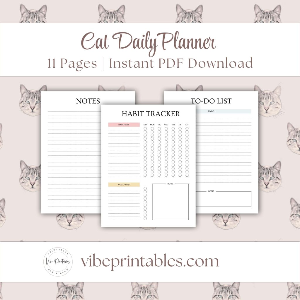 Free Printable Cat Daily Planner