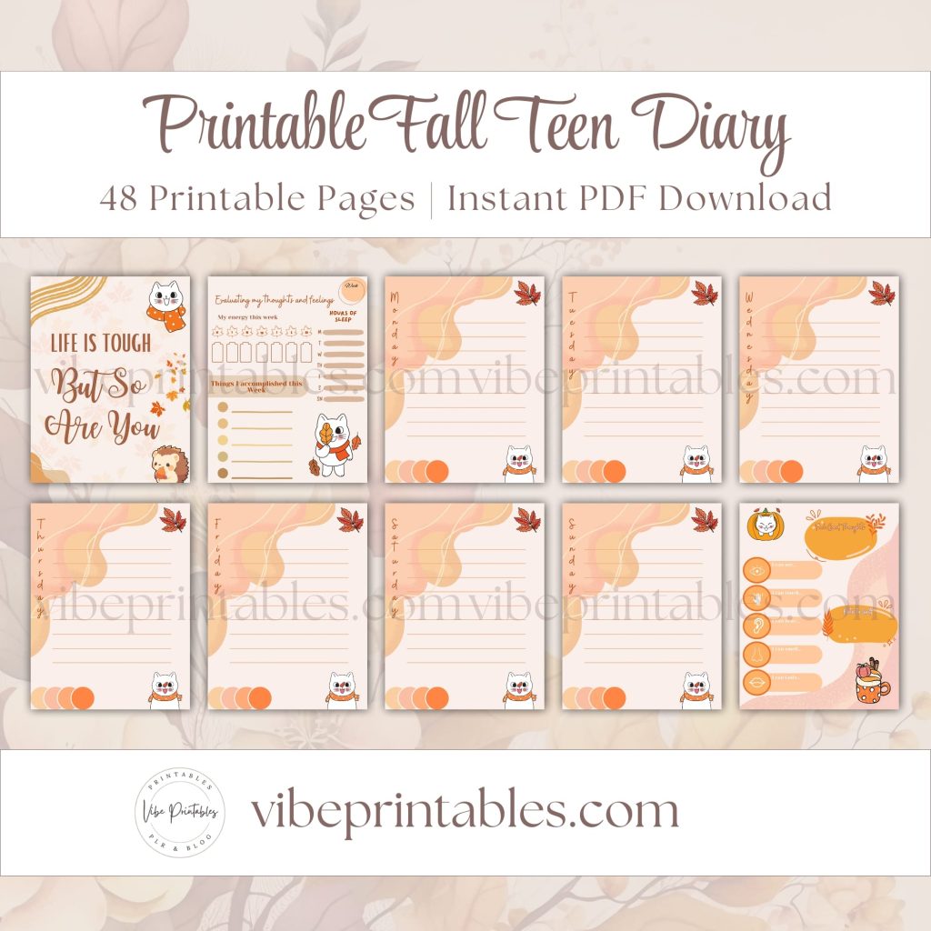 Fall Teen Diary In Cat Design