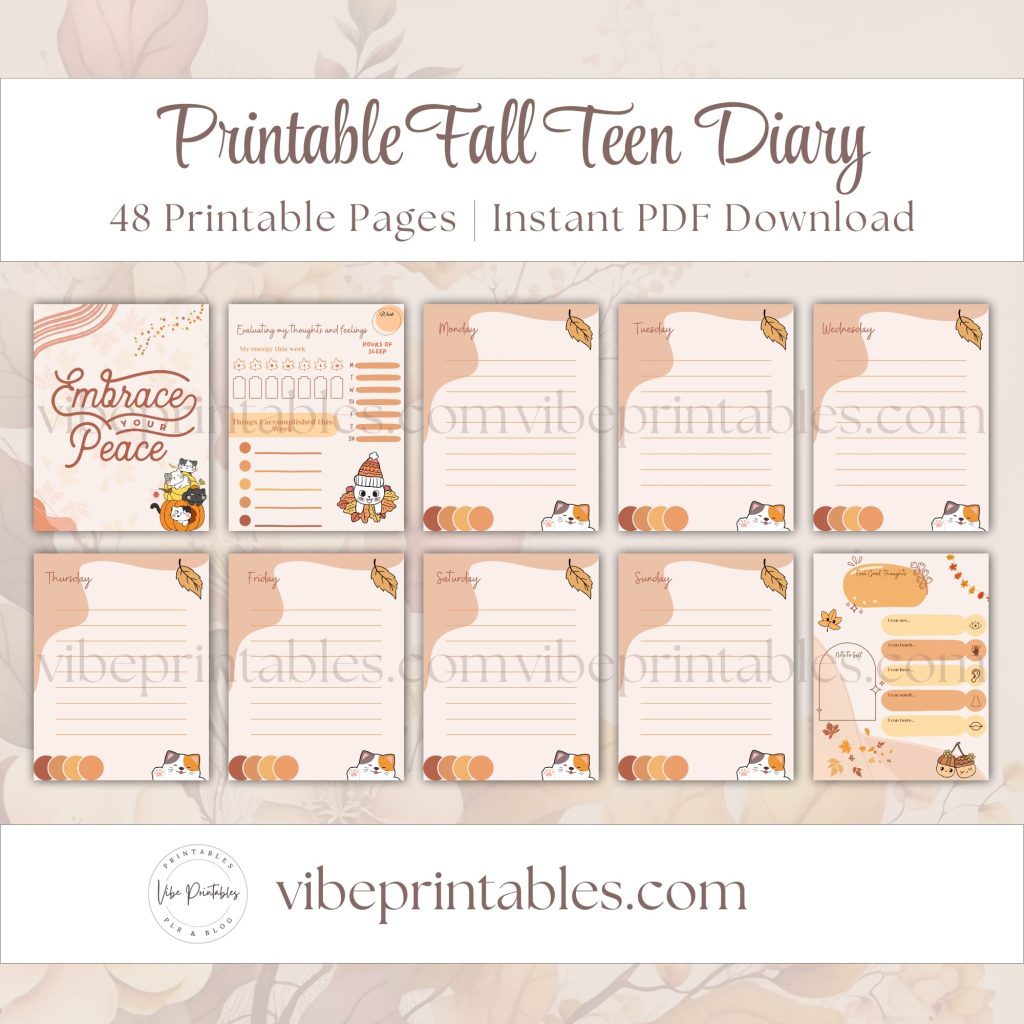 Fall Teen Diary In Cat Design