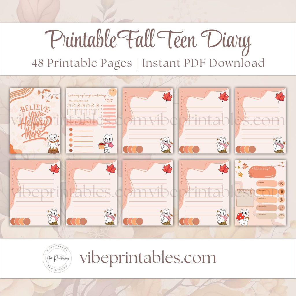 Fall Teen Diary In Cat Design