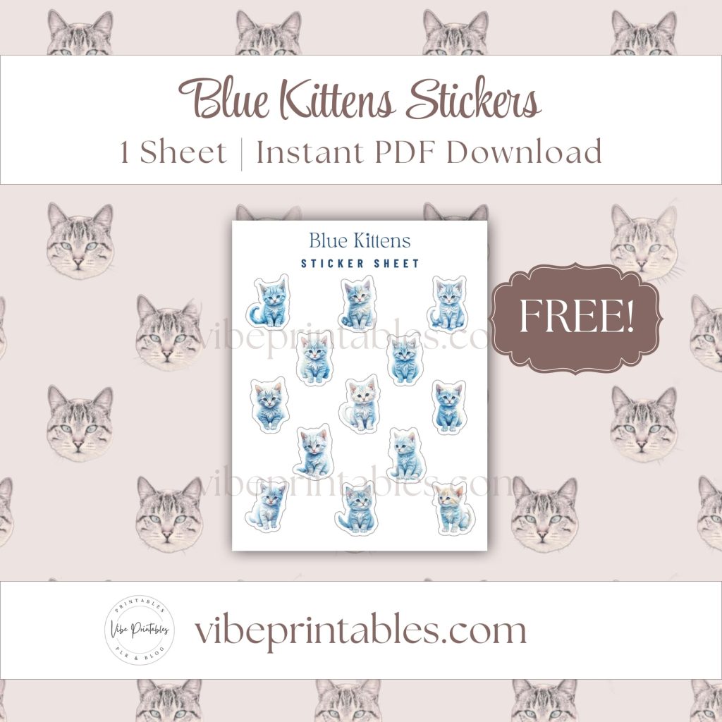 Free Blue Kittens Stickers