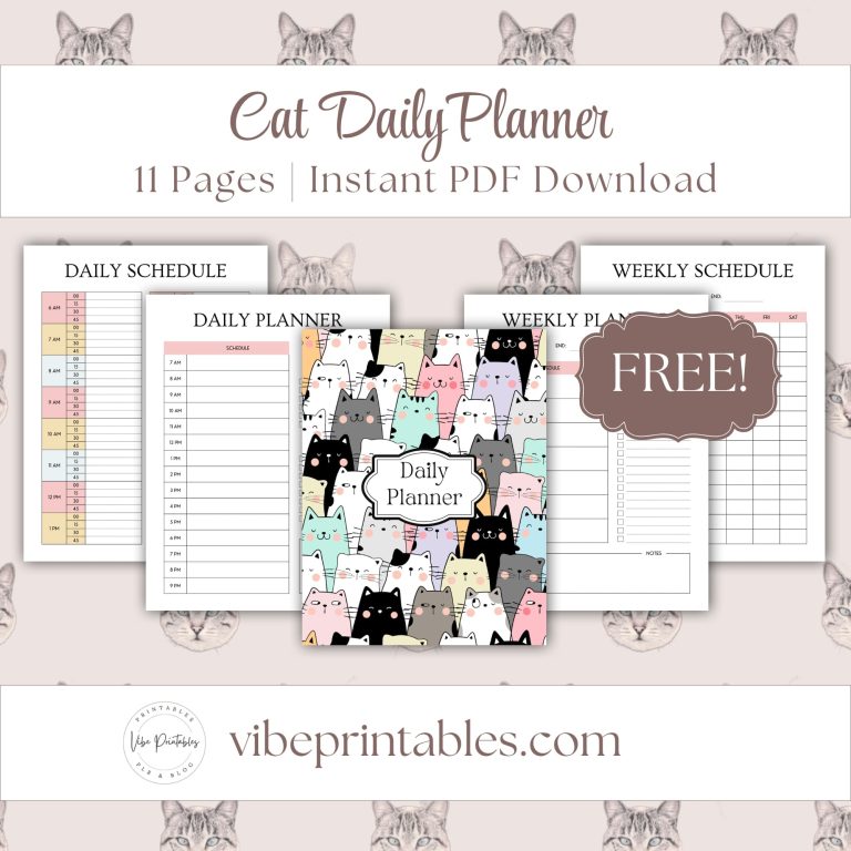 Free Printable Cat Daily Planner