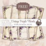 FREE Printable Vintage Purple Florals Junk Journal Pages