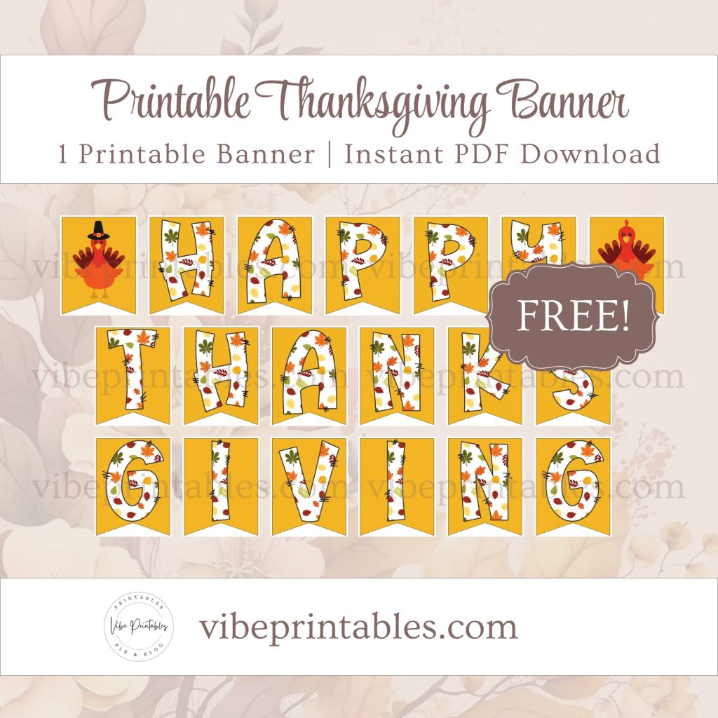 Printable Thanksgiving Banner