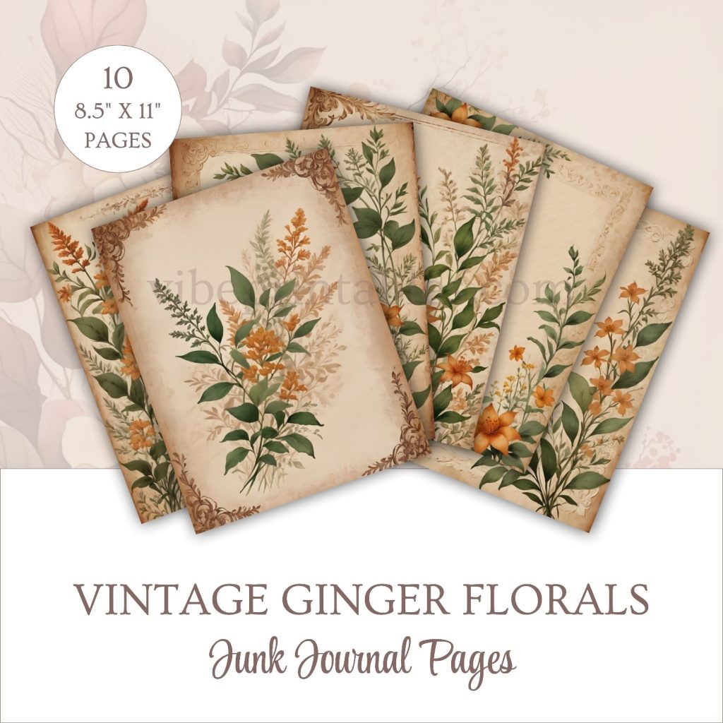 FREE Printable Ginger Florals Junk Journal Pages