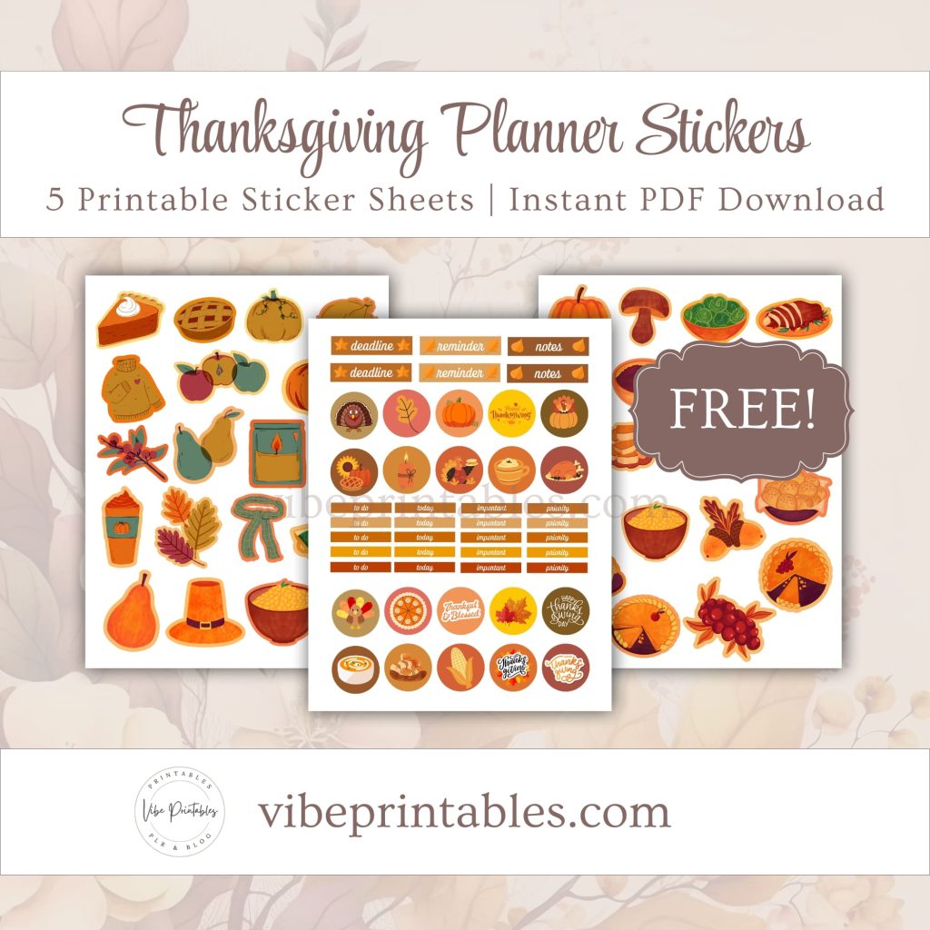 FREE Printable Thanksgiving Planner Stickers