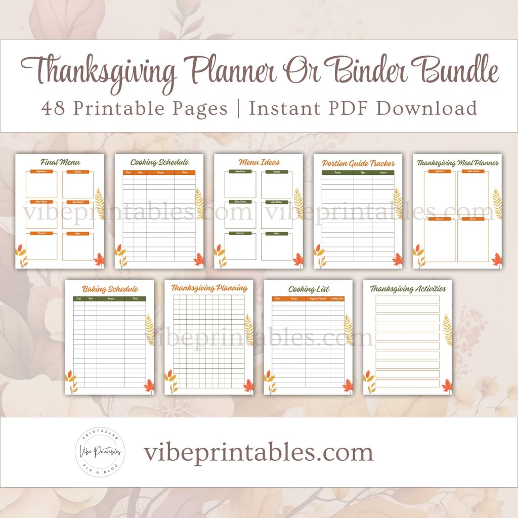 Printable Thanksgiving Planner Or Binder In Floral Design
