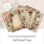 FREE Vintage Pink Roses Junk Journal Pages