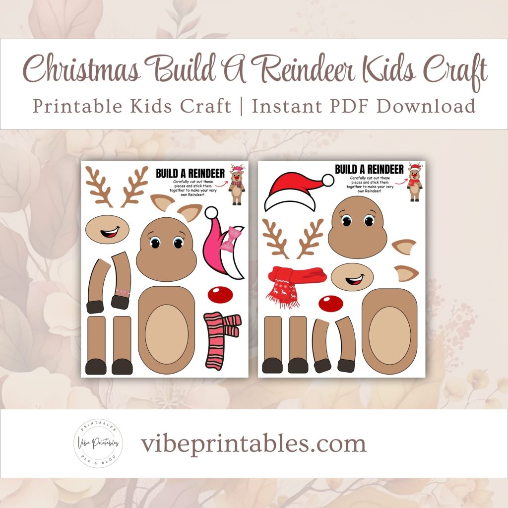 Printable Christmas Build A Reindeer Kids Craft